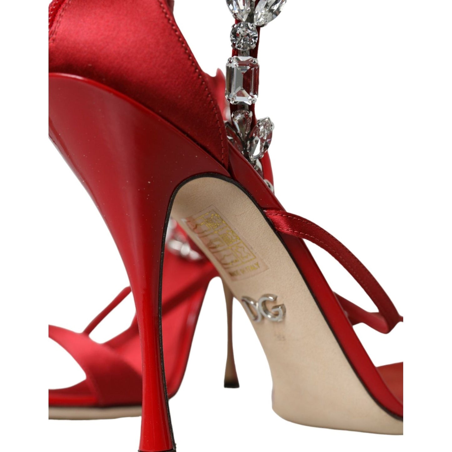 Dolce & Gabbana Keira Red Satin Crystals Sandals Heels Shoes keira-red-satin-crystals-sandals-heels-shoes