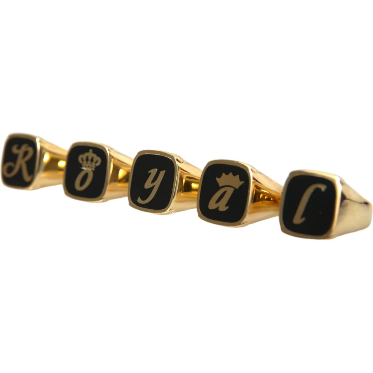 Dolce & Gabbana Gold Brass ROYAL Enamel Set of 5 Ring gold-brass-royal-enamel-set-of-5-ring