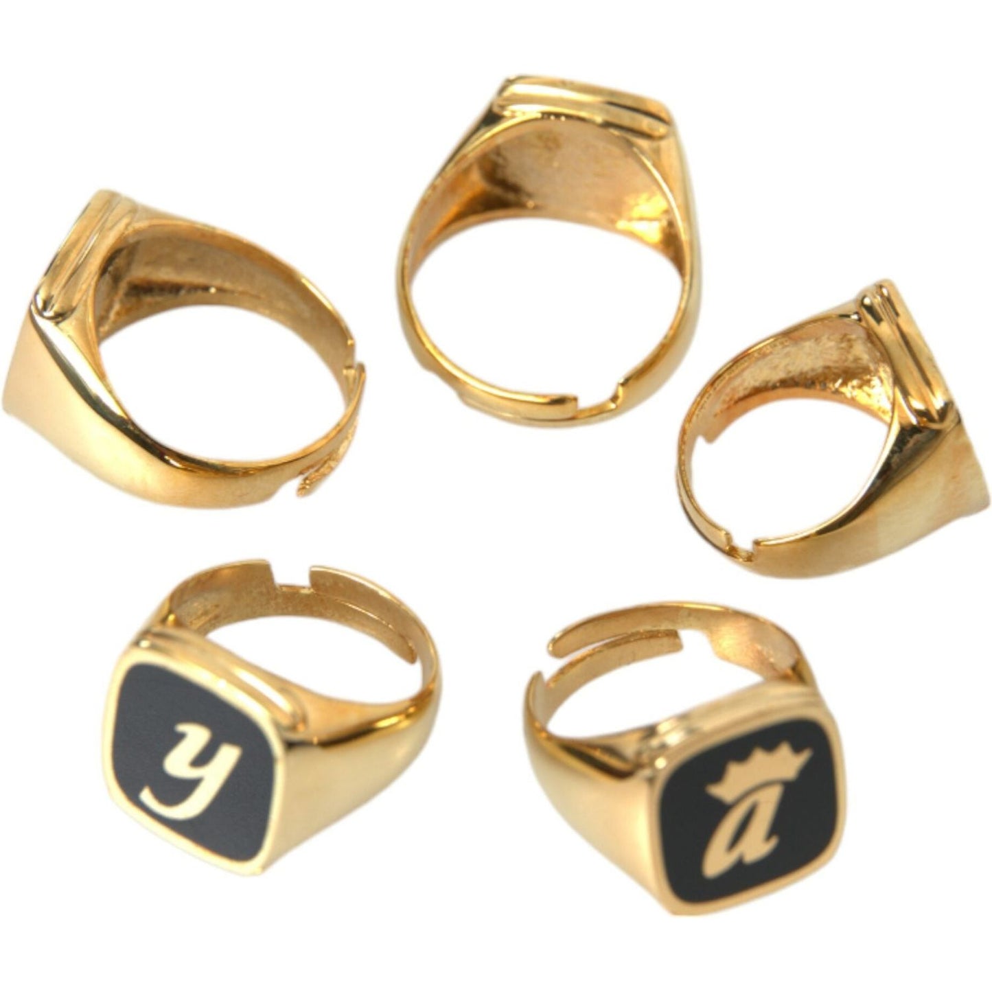 Dolce & Gabbana Gold Brass ROYAL Enamel Set of 5 Ring gold-brass-royal-enamel-set-of-5-ring