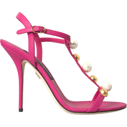 Dolce & GabbanaPink Embellished Leather Sandals Heels ShoesMcRichard Designer Brands£519.00