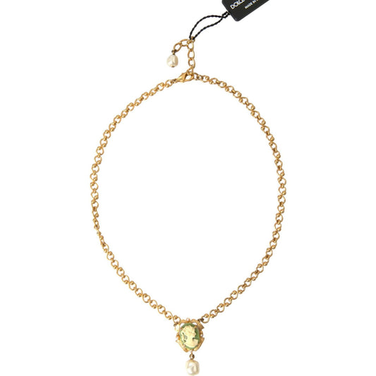 Dolce & GabbanaGold Brass Chain Pearl Pendant Charm NecklaceMcRichard Designer Brands£379.00