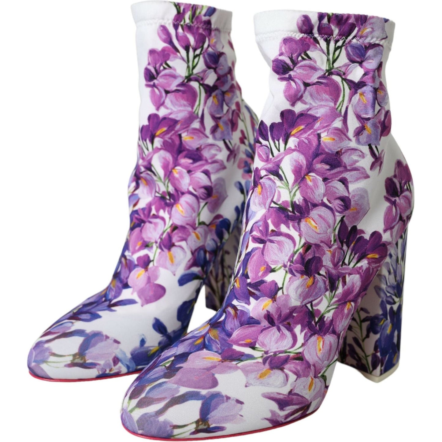 Dolce & Gabbana White Floral Jersey Stretch Boots Shoes white-floral-jersey-stretch-boots-shoes