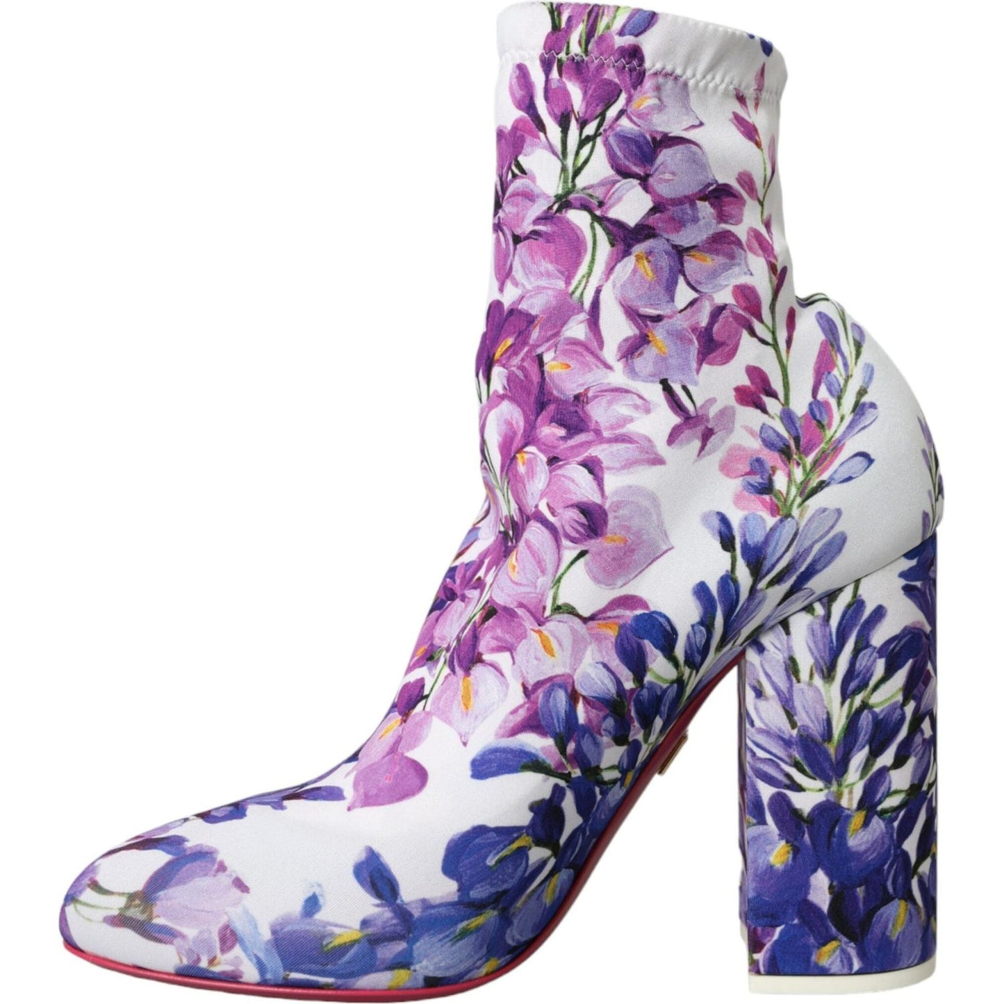 Dolce & Gabbana White Floral Jersey Stretch Boots Shoes white-floral-jersey-stretch-boots-shoes