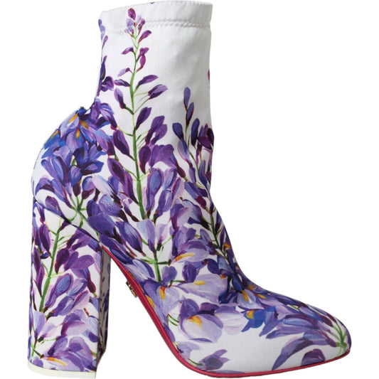 Dolce & GabbanaWhite Floral Jersey Stretch Boots ShoesMcRichard Designer Brands£599.00