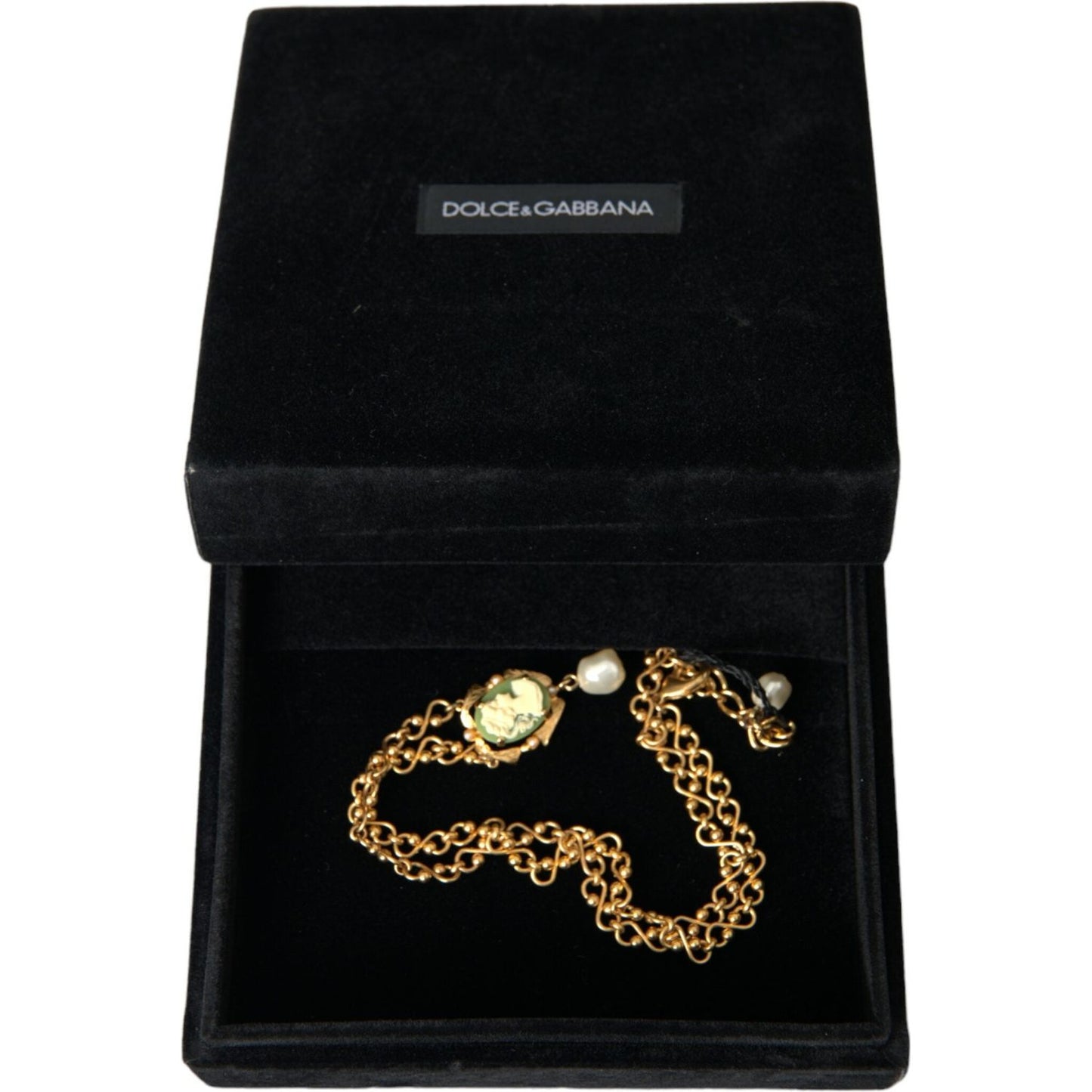Dolce & Gabbana Gold Brass Chain Pearl Pendant Charm Necklace gold-brass-chain-pearl-pendant-charm-necklace