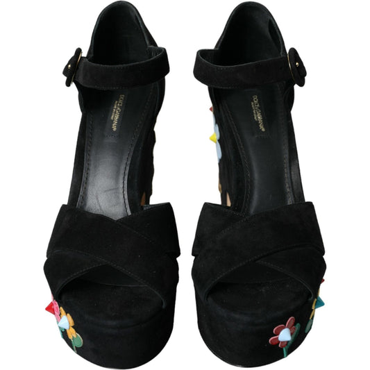 Dolce & Gabbana Black Suede Ankle Strap Heels Sandals Shoes black-suede-ankle-strap-heels-sandals-shoes