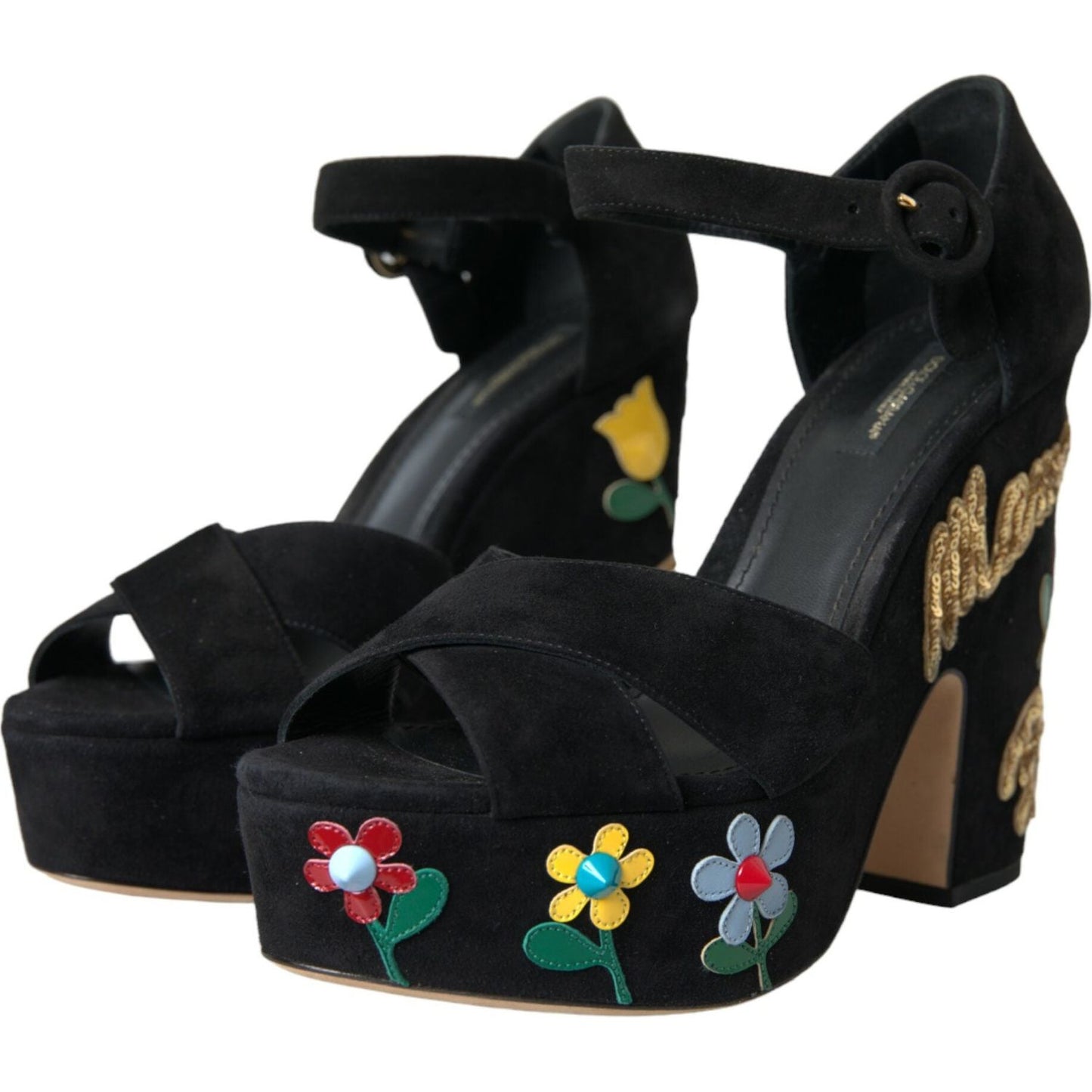 Dolce & Gabbana Black Suede Ankle Strap Heels Sandals Shoes black-suede-ankle-strap-heels-sandals-shoes