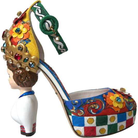 Dolce & Gabbana Multicolor Carretto Embellished Sandals Shoes multicolor-carretto-embellished-sandals-shoes
