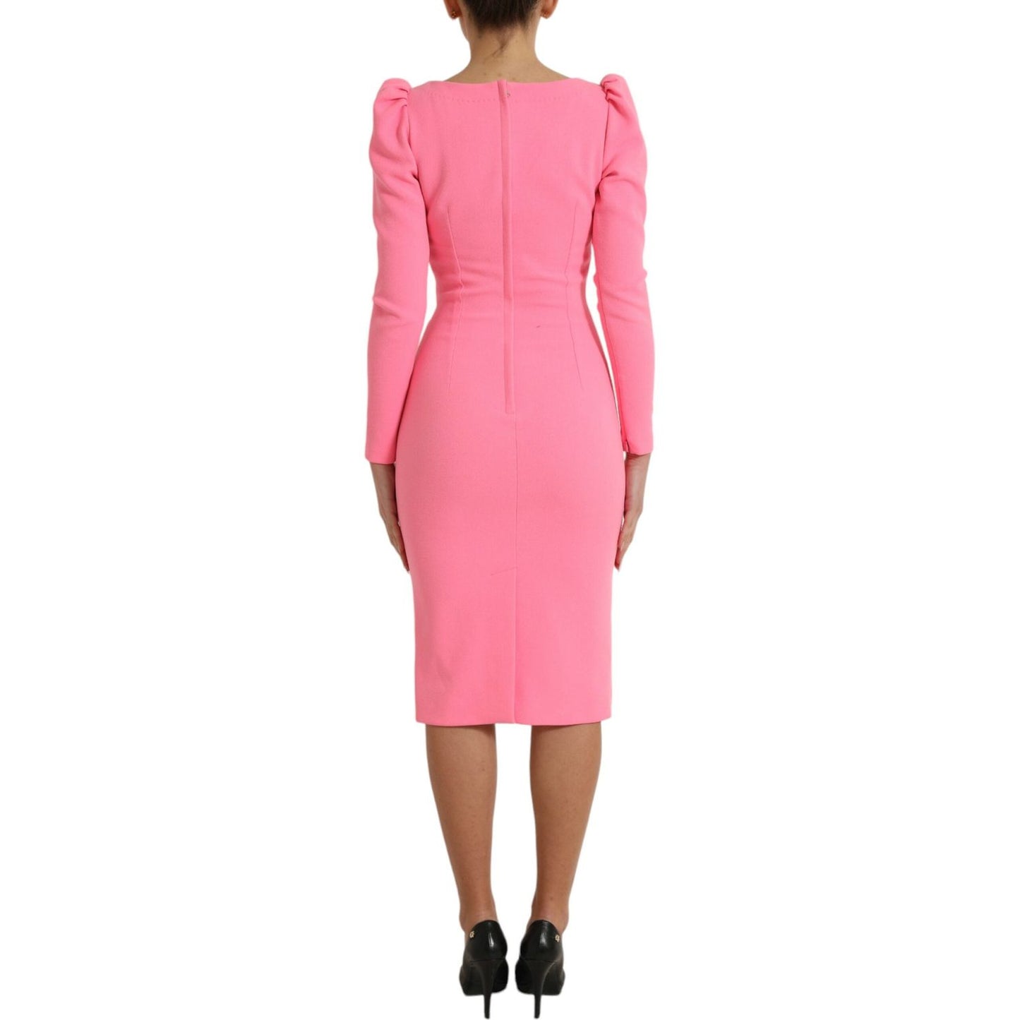 Dolce & Gabbana | Elegant Rose Pink Bodycon Midi Dress| McRichard Designer Brands   
