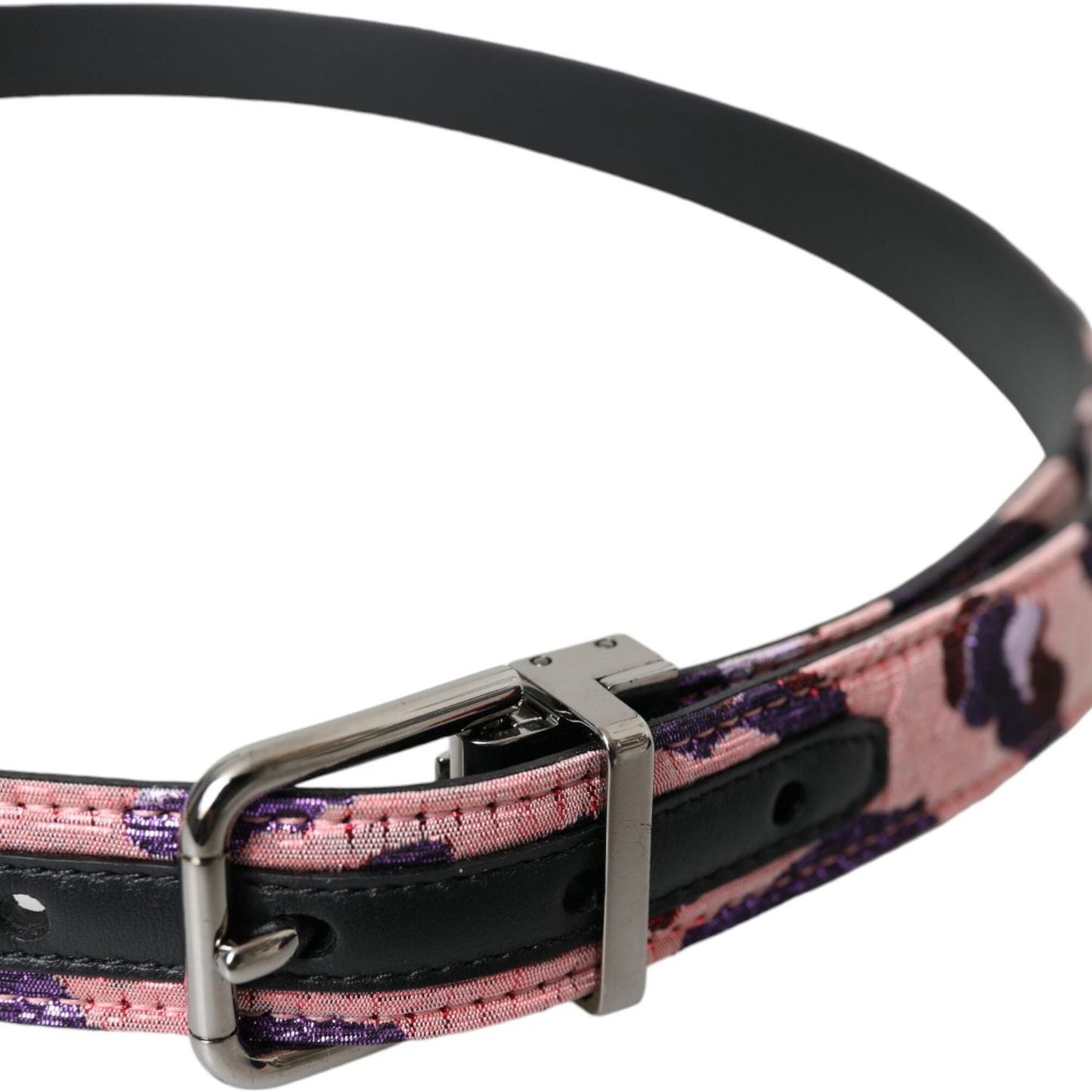 Multicolor Jacquard Leather Metal Buckle Belt