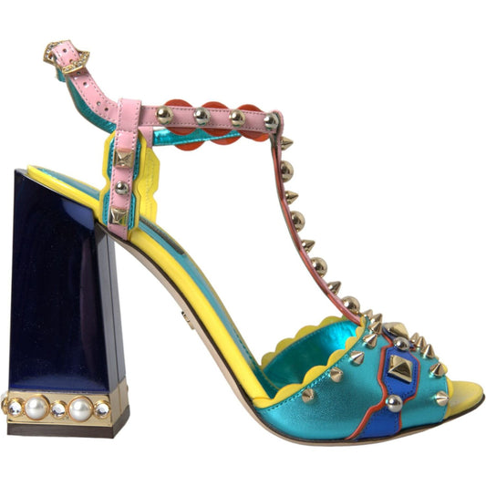 Dolce & GabbanaMulticolor Studded Leather Sandals ShoesMcRichard Designer Brands£619.00
