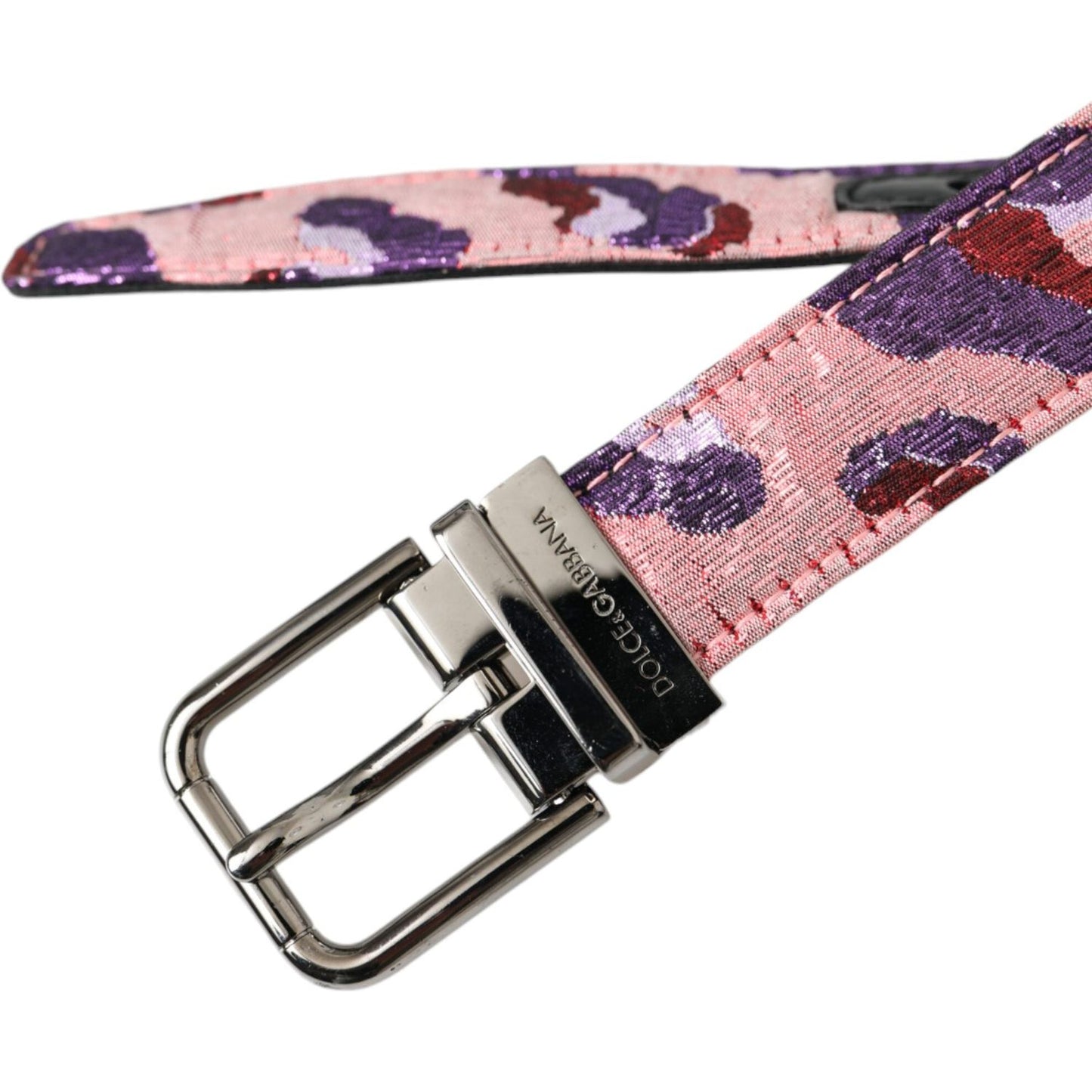 Multicolor Jacquard Leather Metal Buckle Belt