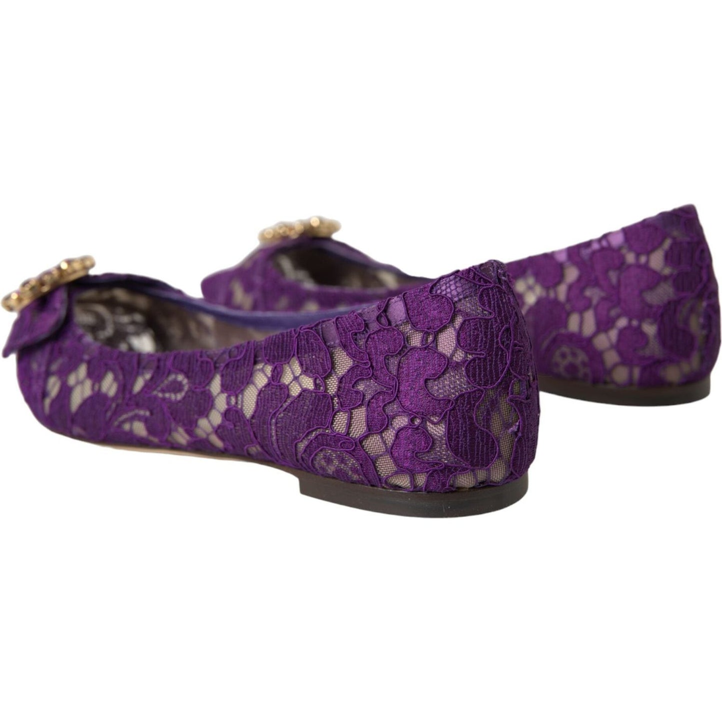 Dolce & Gabbana Purple Taormina Lace Crystal Loafers Shoes purple-taormina-lace-crystal-loafers-shoes