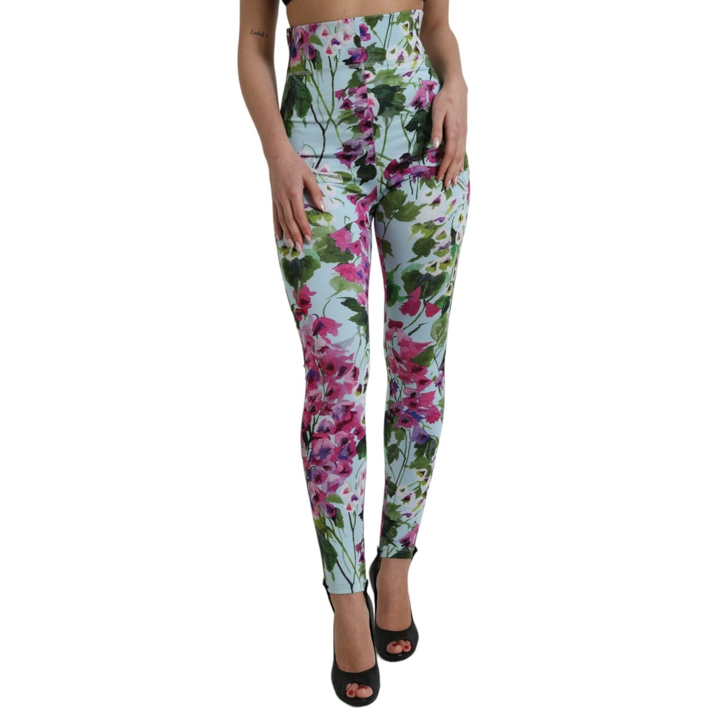 Dolce & Gabbana Elegant Floral High-Rise Leggings Pants elegant-floral-high-rise-leggings-pants