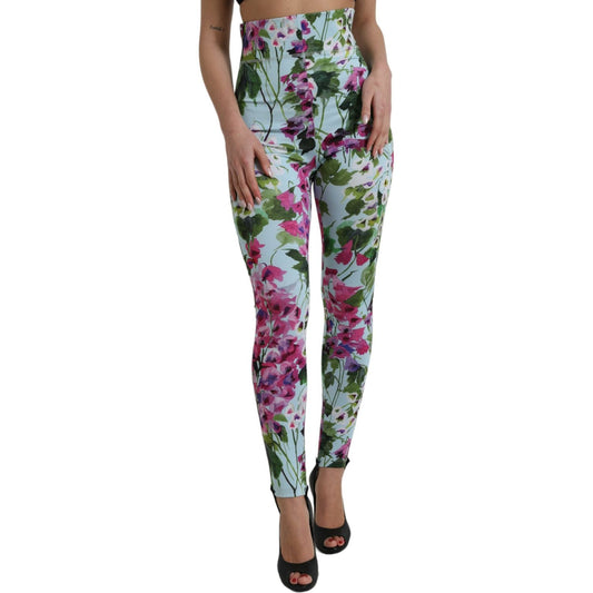 Dolce & Gabbana | Elegant Floral High-Rise Leggings Pants| McRichard Designer Brands   