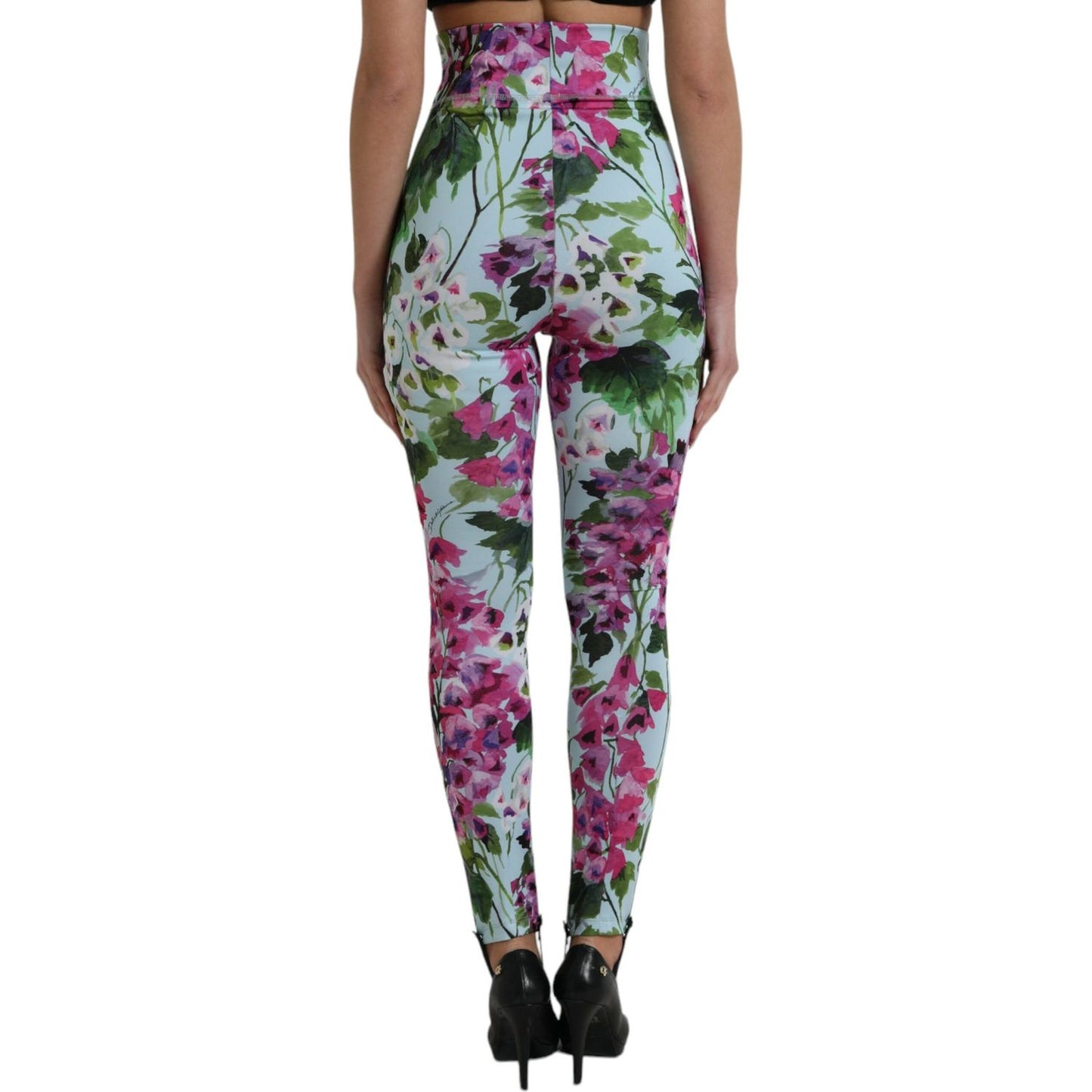 Dolce & Gabbana | Elegant Floral High-Rise Leggings Pants| McRichard Designer Brands   