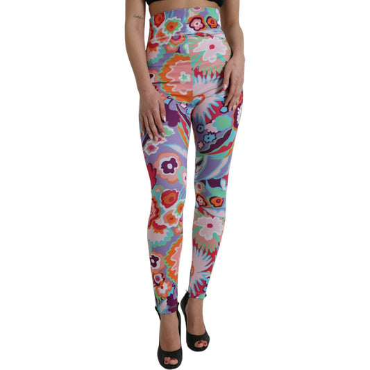 Dolce & Gabbana Enchanting Floral Print High-Waist Leggings multicolor-floral-high-waist-leggings-pants