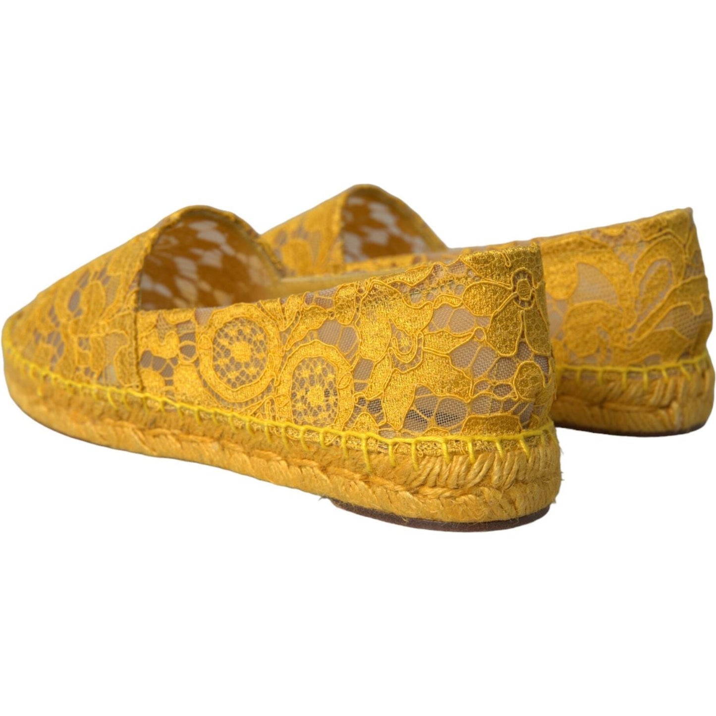 Dolce & Gabbana Yellow Taormina Lace Espadrille Loafers Flats Shoes yellow-taormina-lace-espadrille-loafers-flats-shoes