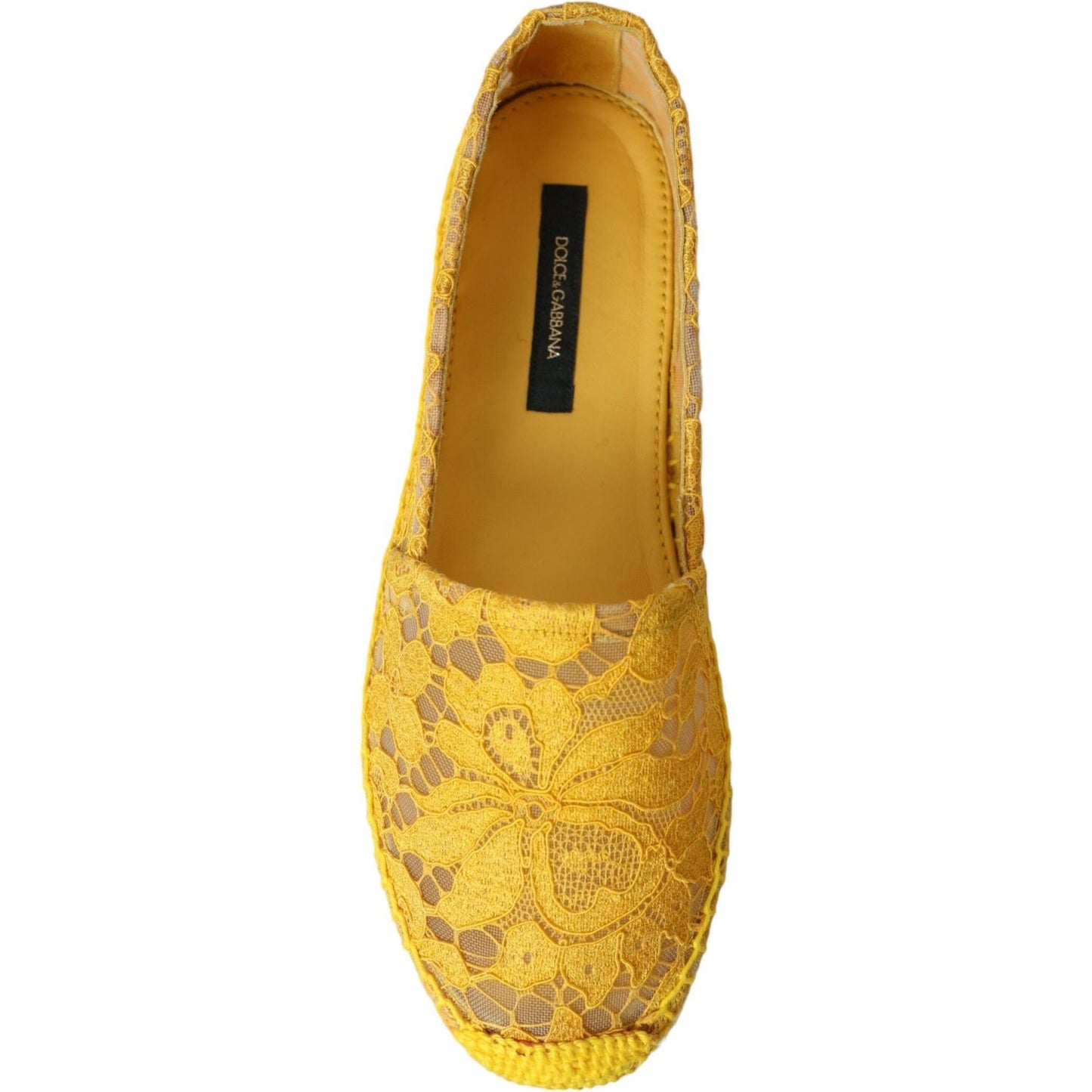Dolce & Gabbana Yellow Taormina Lace Espadrille Loafers Flats Shoes yellow-taormina-lace-espadrille-loafers-flats-shoes