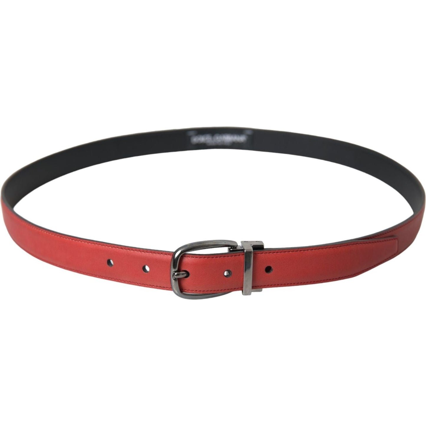 Red Leather Silver Metal Buckle Belt Men