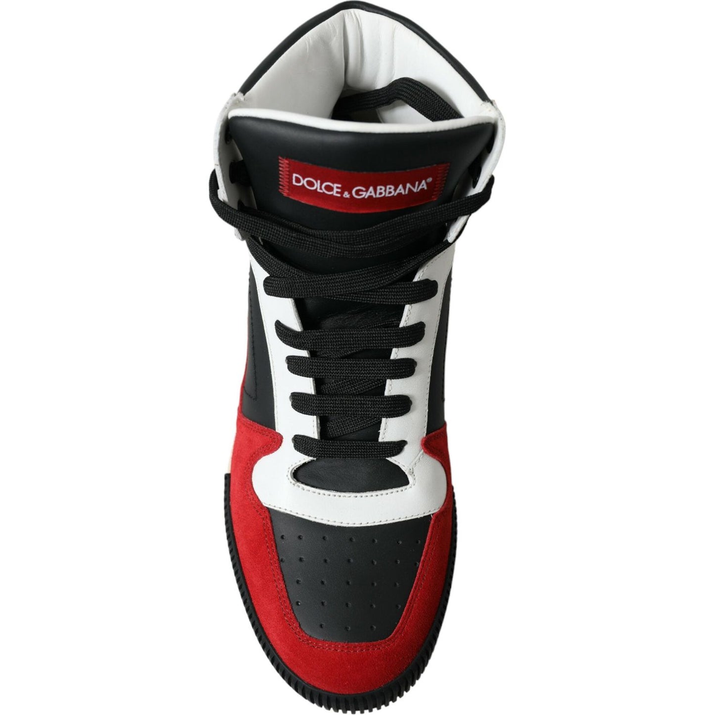 Dolce & Gabbana Debonair Calfskin High-Top Sneakers black-red-leather-high-top-miami-sneakers-shoes