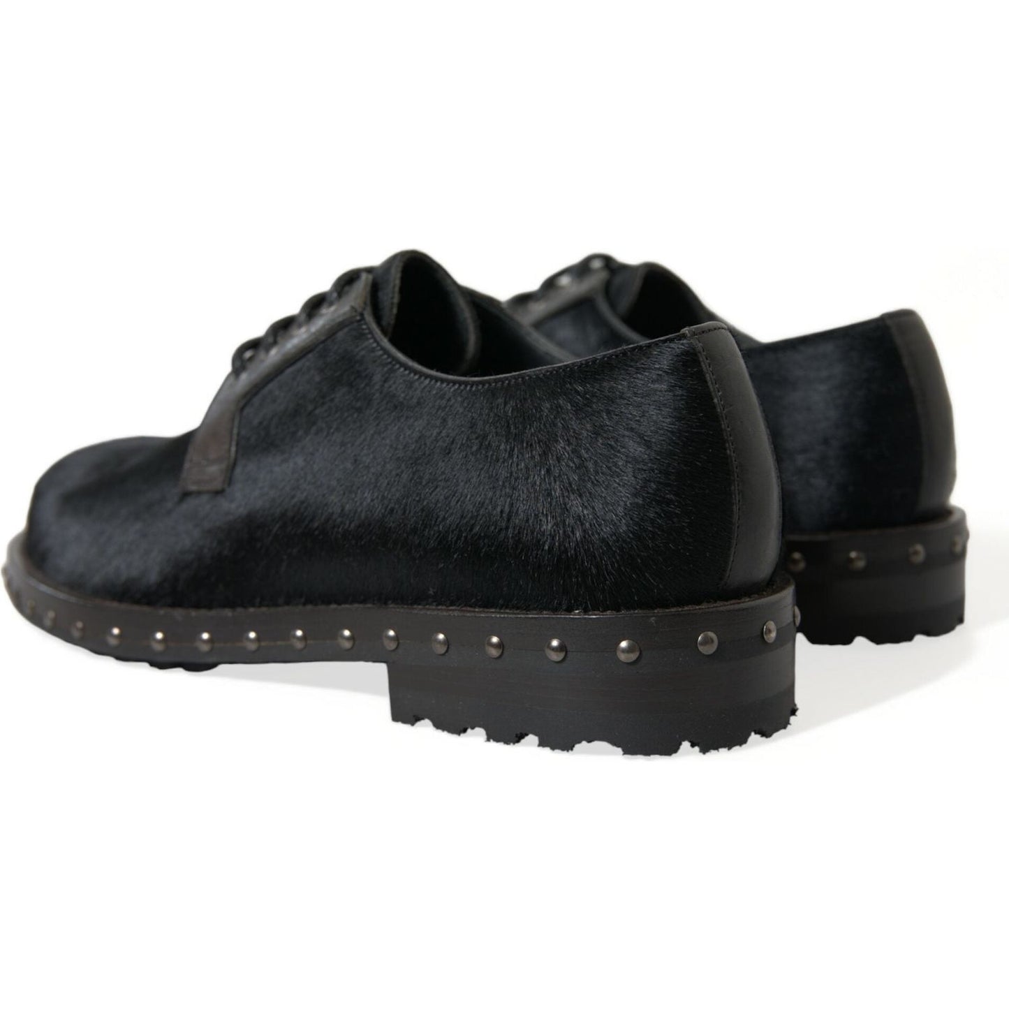 Dolce & Gabbana | Elegant Black Calf Fur Derby Shoes| McRichard Designer Brands   