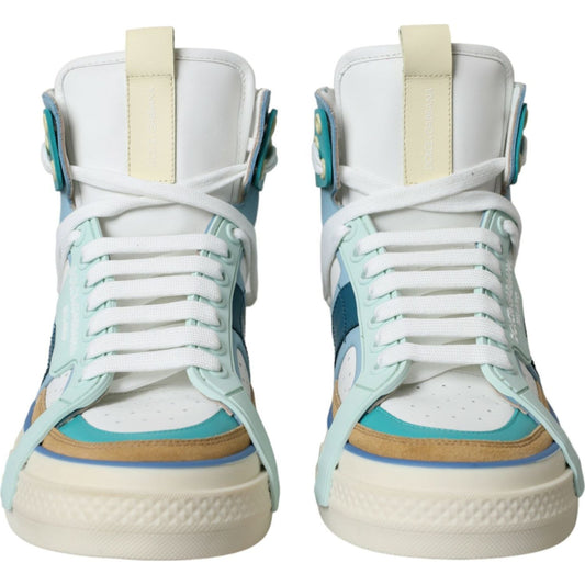 Dolce & Gabbana Multicolor Colorblock Leather High Top Sneakers Shoes multicolor-colorblock-leather-high-top-sneakers-shoes