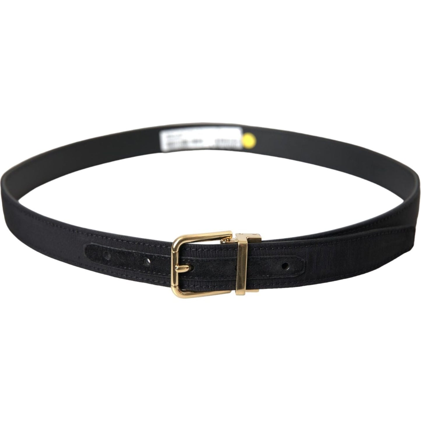 Black Gros Grain Gold Metal Buckle Belt Men