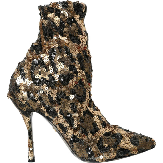 Dolce & GabbanaGold Leopard Sequins Heels Boots ShoesMcRichard Designer Brands£449.00