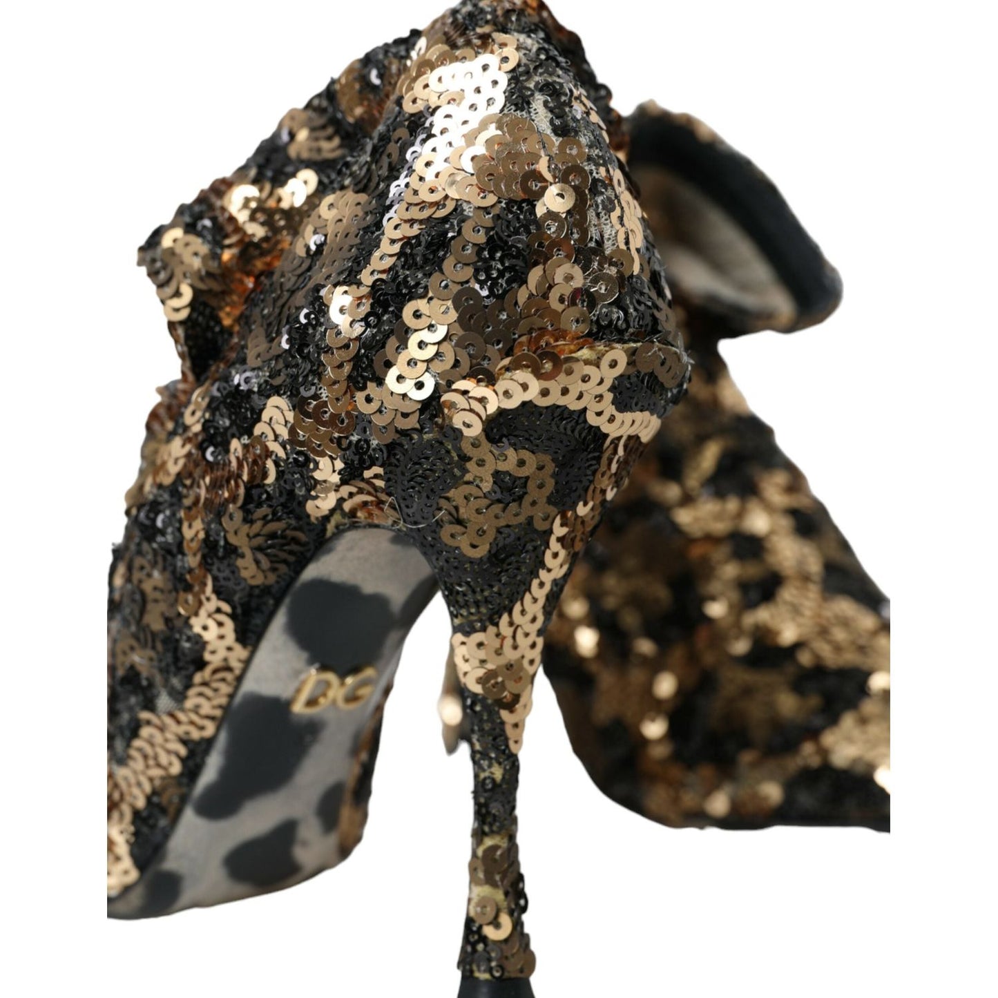 Dolce & Gabbana Gold Leopard Sequins Heels Boots Shoes gold-leopard-sequins-heels-boots-shoes-1