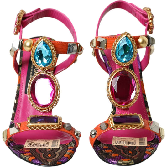 Dolce & GabbanaPink Jacquard Crystals Sandals Heels ShoesMcRichard Designer Brands£1049.00