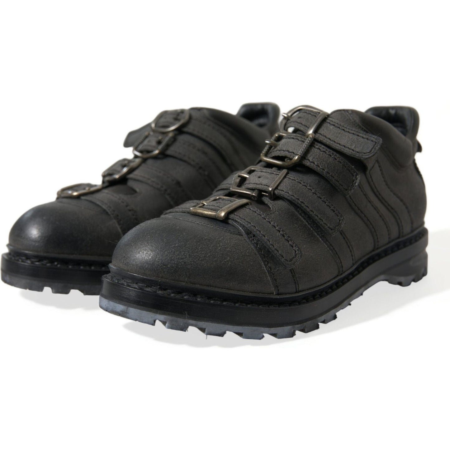 Dolce & Gabbana Black Leather Ankle Strap Boots black-leather-strap-men-ankle-boots-shoes