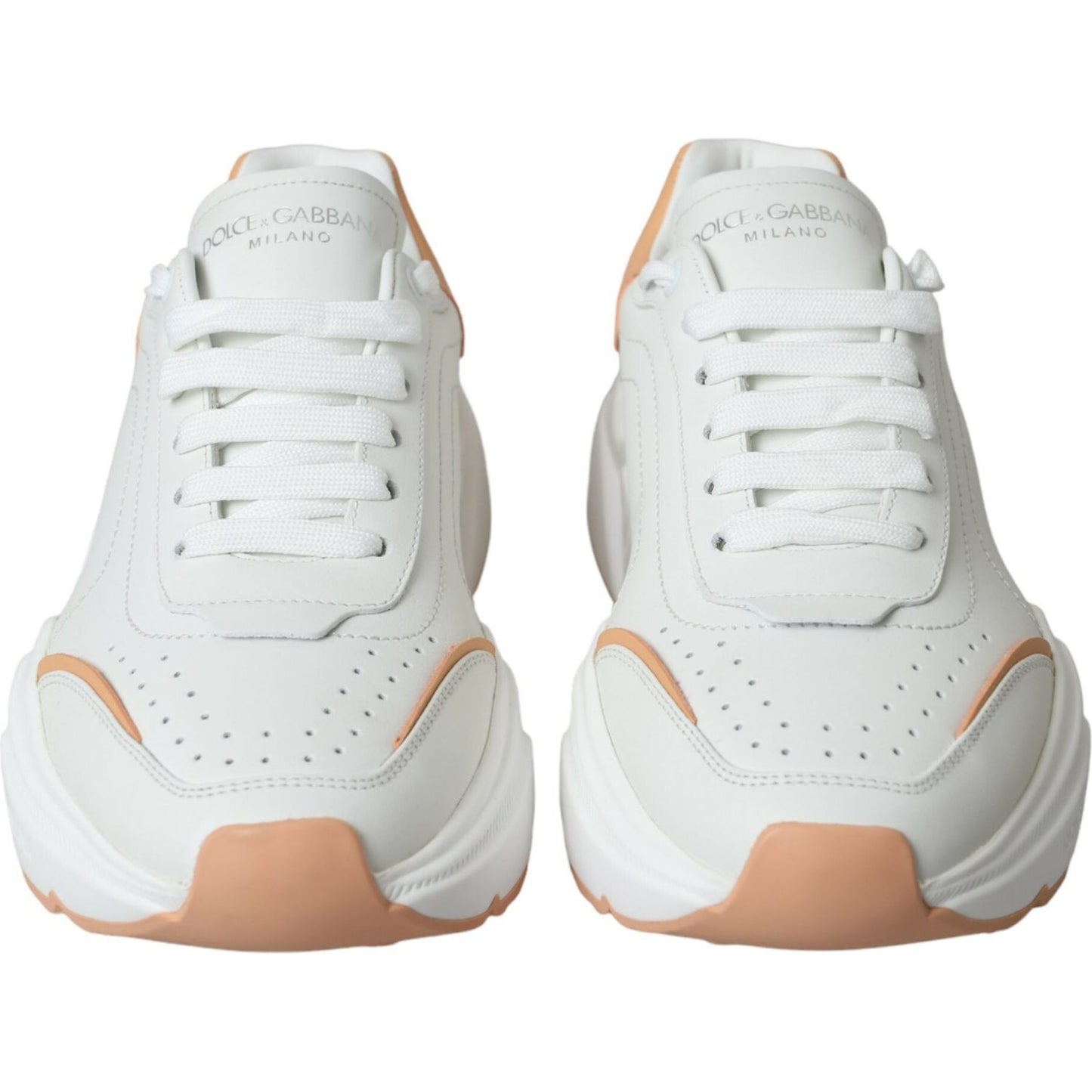 Dolce & Gabbana White Peach DAYMASTER Leather Sneakers Shoes white-peach-daymaster-leather-sneakers-shoes
