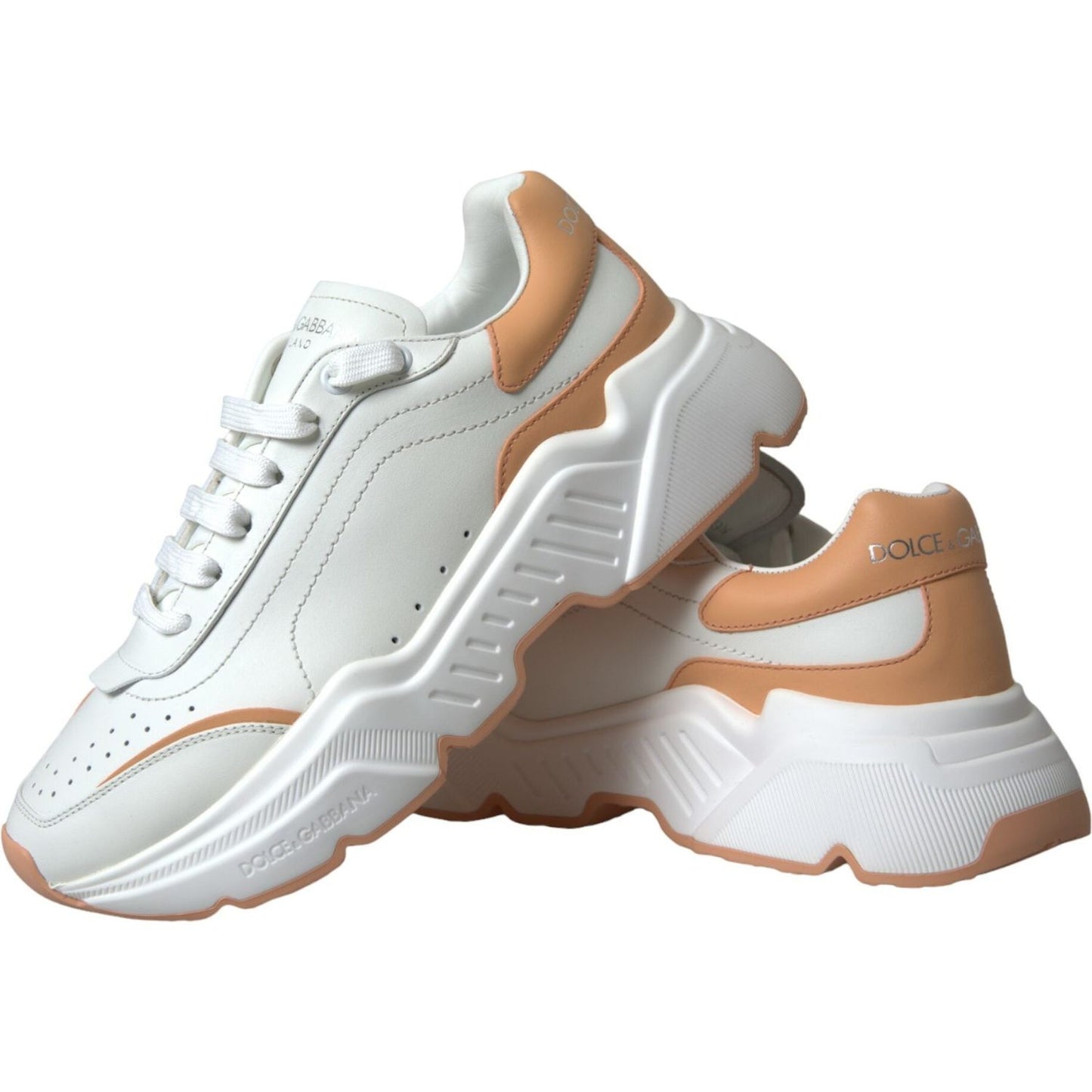 Dolce & Gabbana White Peach DAYMASTER Leather Sneakers Shoes white-peach-daymaster-leather-sneakers-shoes