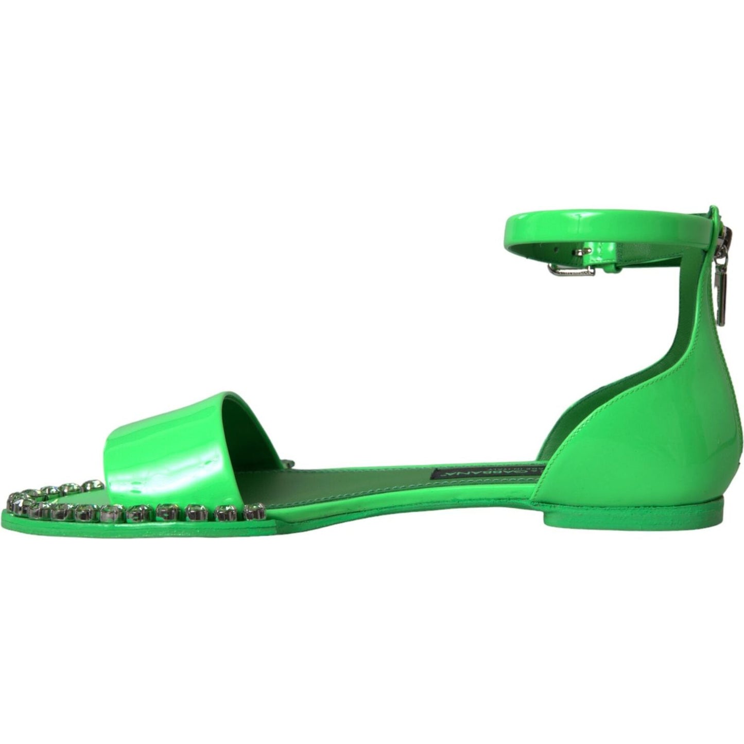 Dolce & Gabbana Neon Green Crystal Ankle Strap Sandals Shoes neon-green-crystal-ankle-strap-sandals-shoes