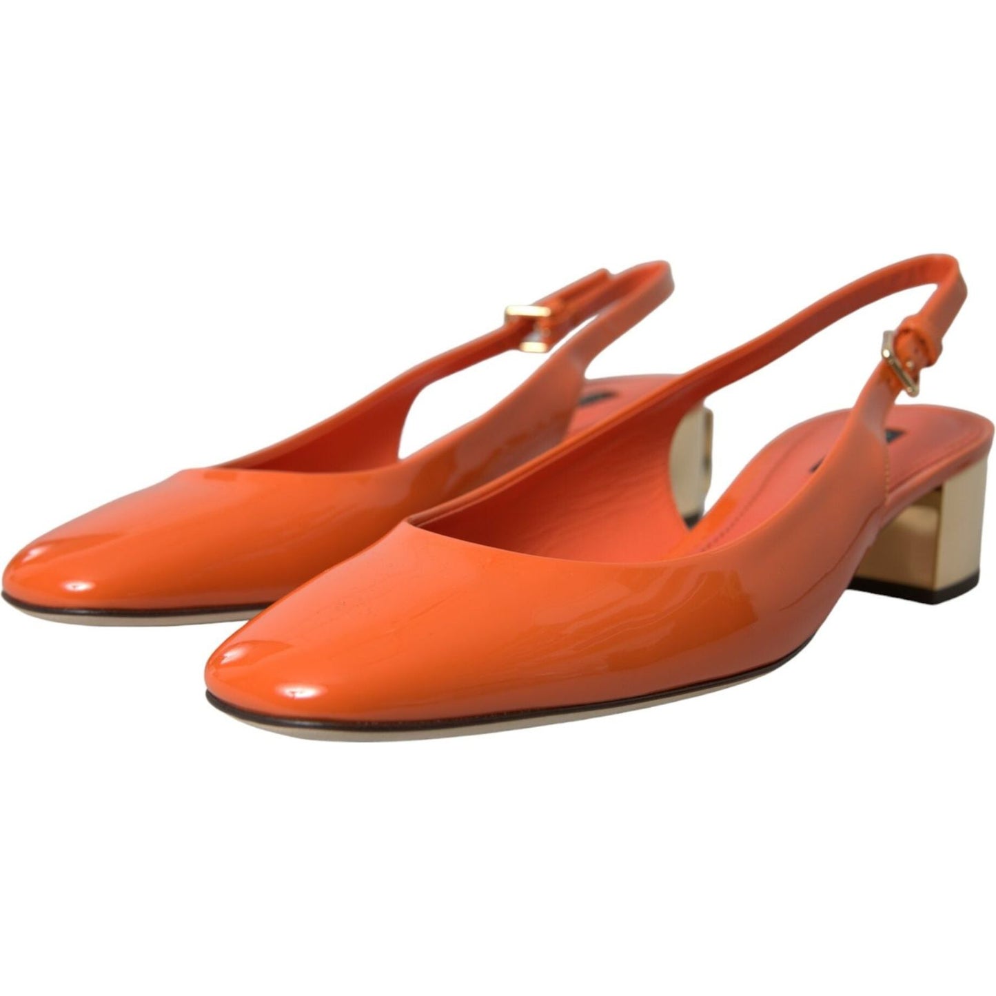 Dolce & Gabbana Orange Embellished Leather Slingback Shoes orange-embellished-leather-slingback-shoes