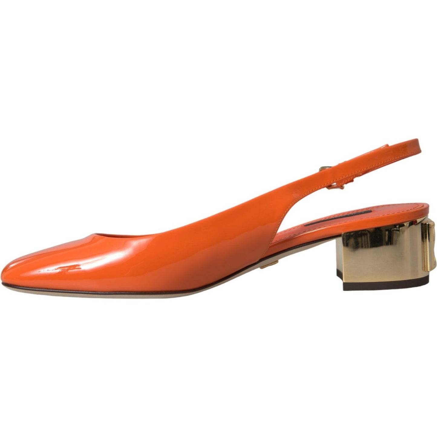 Dolce & Gabbana Orange Embellished Leather Slingback Shoes orange-embellished-leather-slingback-shoes