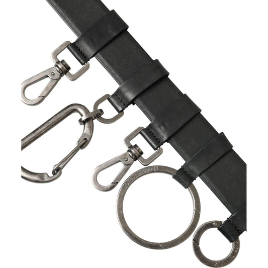 Black Calf Leather Silver Metal Buckle Belt