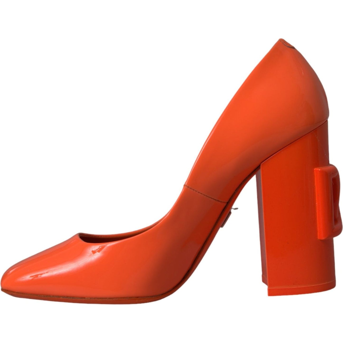 Dolce & Gabbana Orange Patent Leather Logo Heels Pumps Shoes orange-patent-leather-logo-heels-pumps-shoes