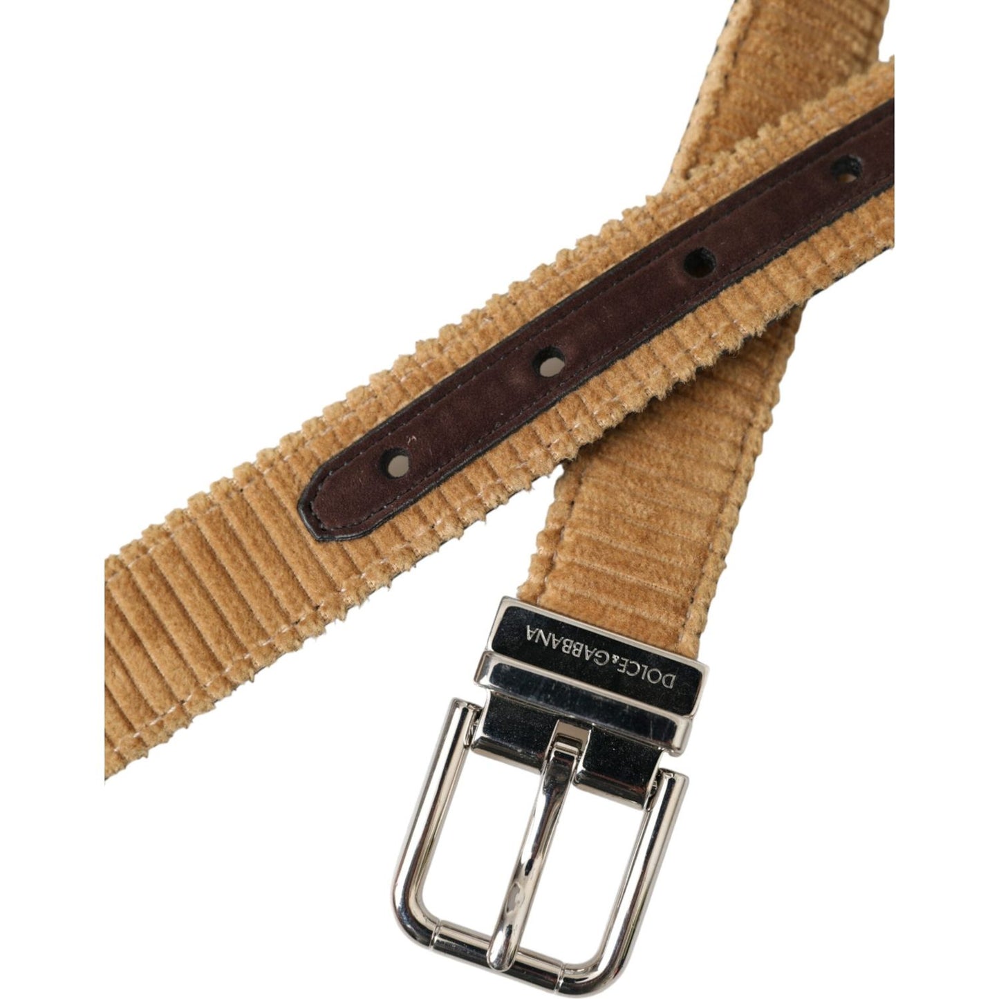 Brown Velvet Silver Metal Buckle Belt Men