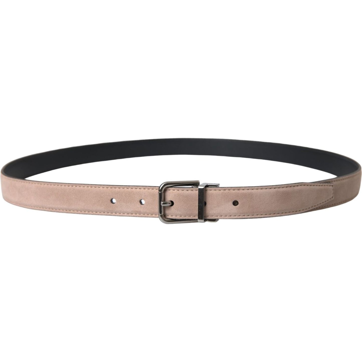 Beige Suede Leather Silver Buckle Belt Men