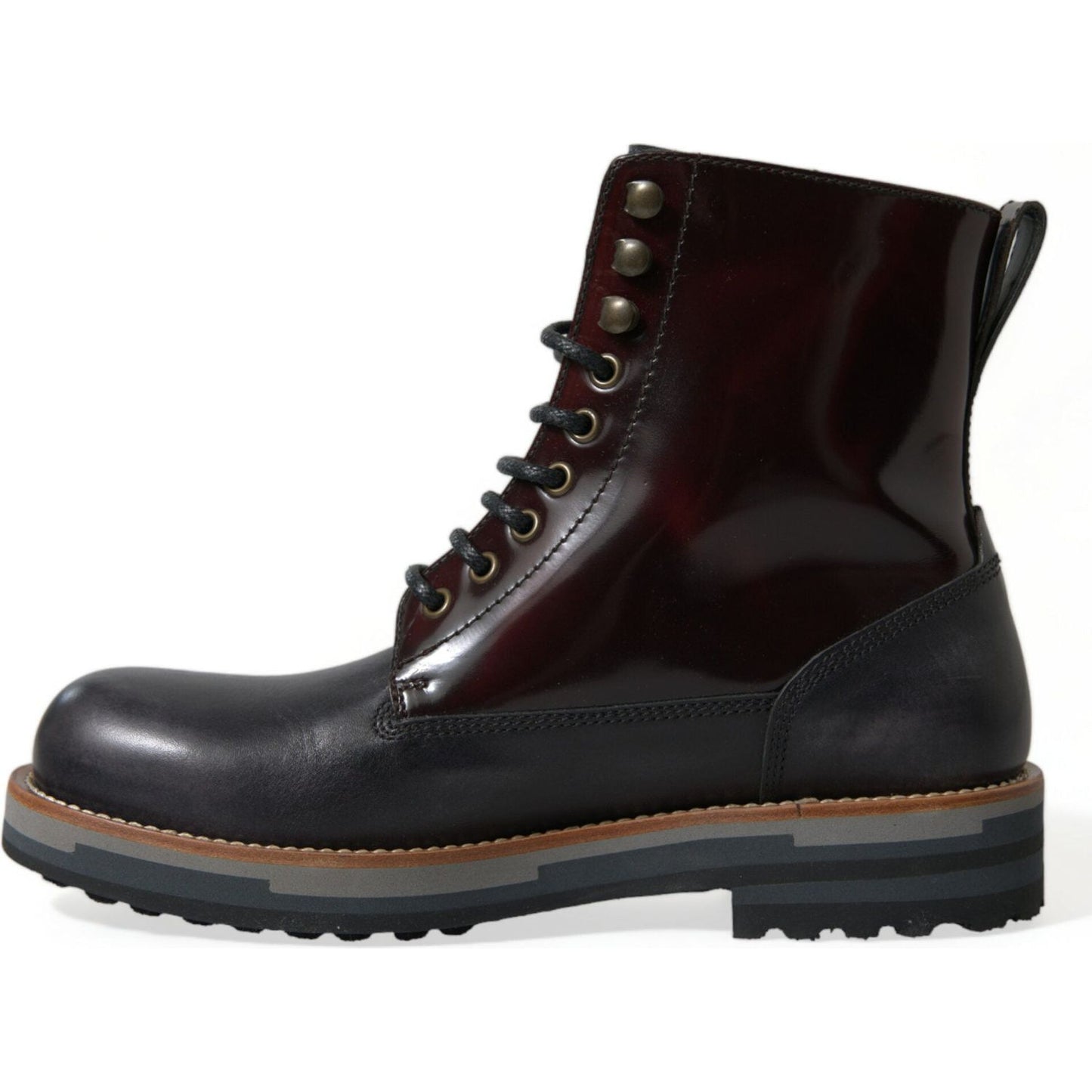 Dolce & Gabbana Elegant Bi-Color Leather Boots black-leather-military-combat-boots-shoes