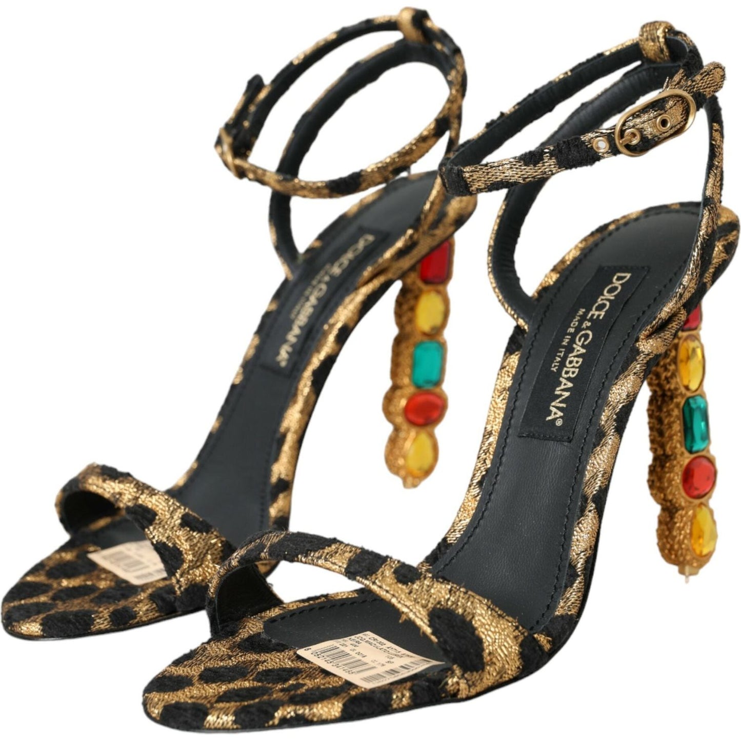 Dolce & Gabbana Gold Leopard Crystals Heels Sandals Shoes gold-leopard-crystals-heels-sandals-shoes