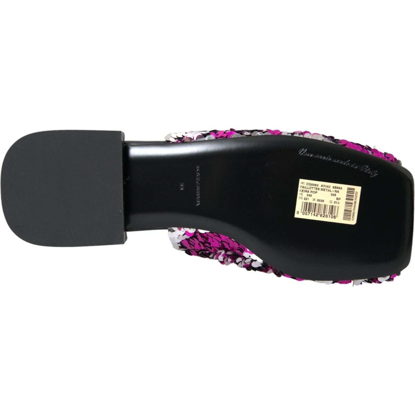 Dolce & Gabbana Fuchsia Sequin Logo Slides Sandals Shoes fuchsia-sequin-logo-slides-sandals-shoes