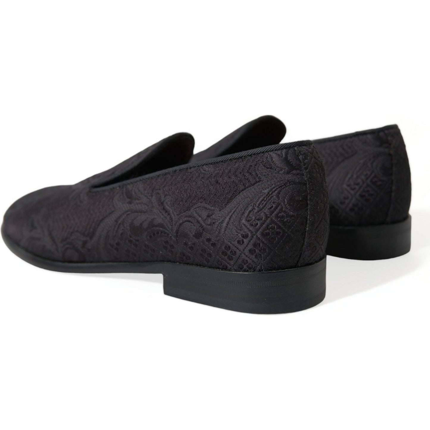 Dolce & Gabbana Elegant Black Brocade Dress Loafers black-brocade-men-slip-on-loafer-dress-shoes