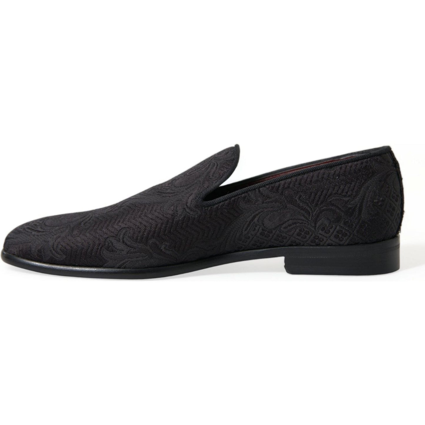 Dolce & Gabbana Elegant Black Brocade Dress Loafers black-brocade-men-slip-on-loafer-dress-shoes