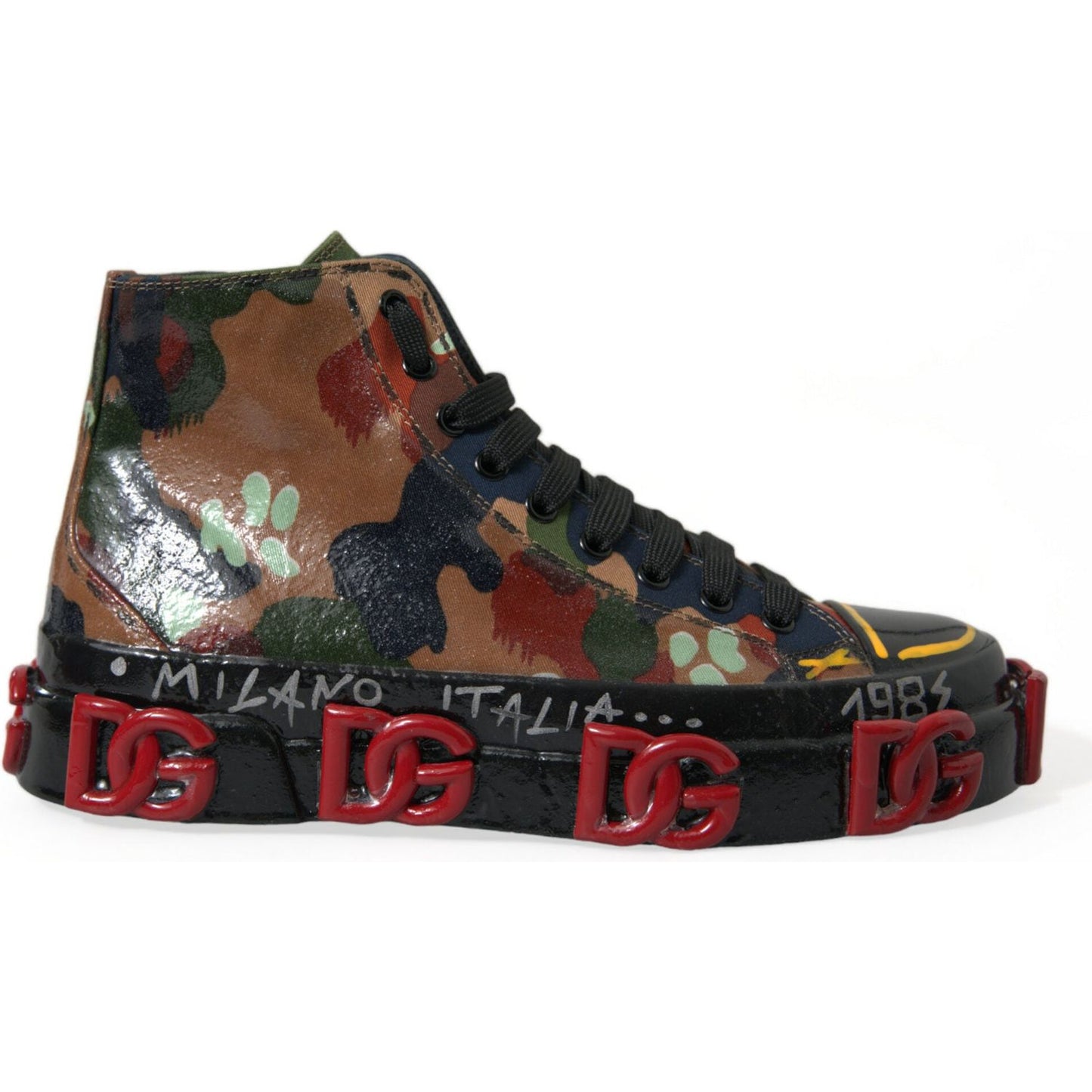 Dolce & Gabbana Multicolor High-Top Sneakers with Luxe Appeal multicolor-camouflage-high-top-sneakers-shoes-1