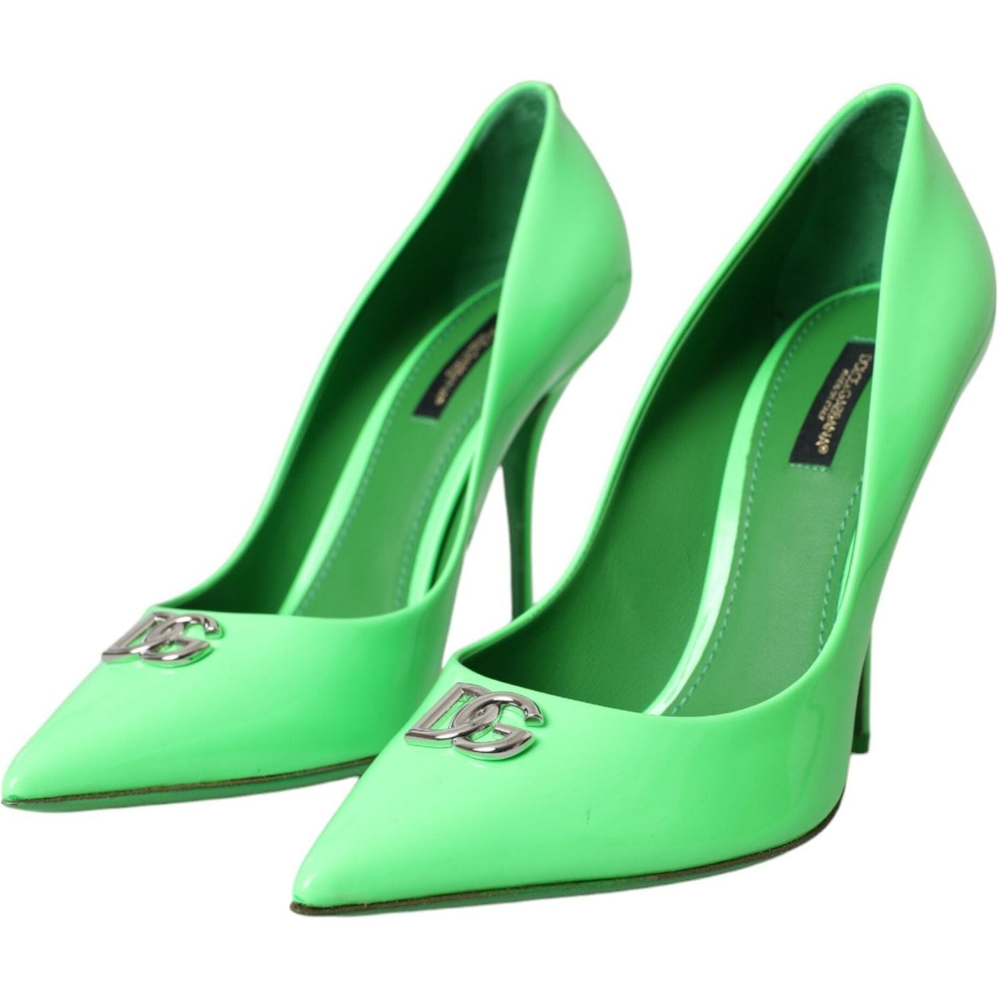 Dolce & Gabbana Neon Green Patent Leather Logo Pumps Shoes neon-green-patent-leather-logo-pumps-shoes
