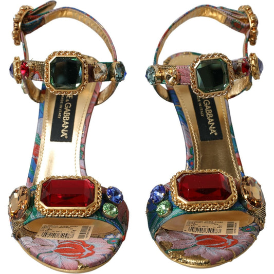 Dolce & Gabbana Multicolor Jacquard Crystals Sandals Shoes multicolor-jacquard-crystals-sandals-shoes-2