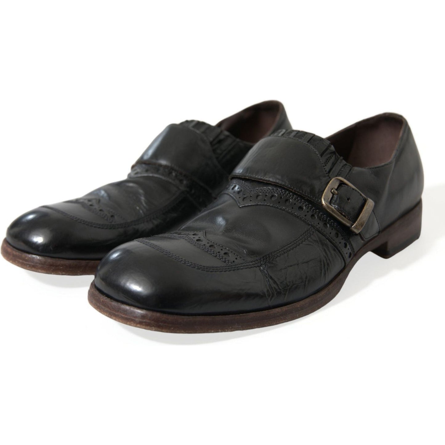 Dolce & Gabbana Elegant Black Leather Moccasins Dress Shoes black-leather-strap-mocassin-dress-shoes